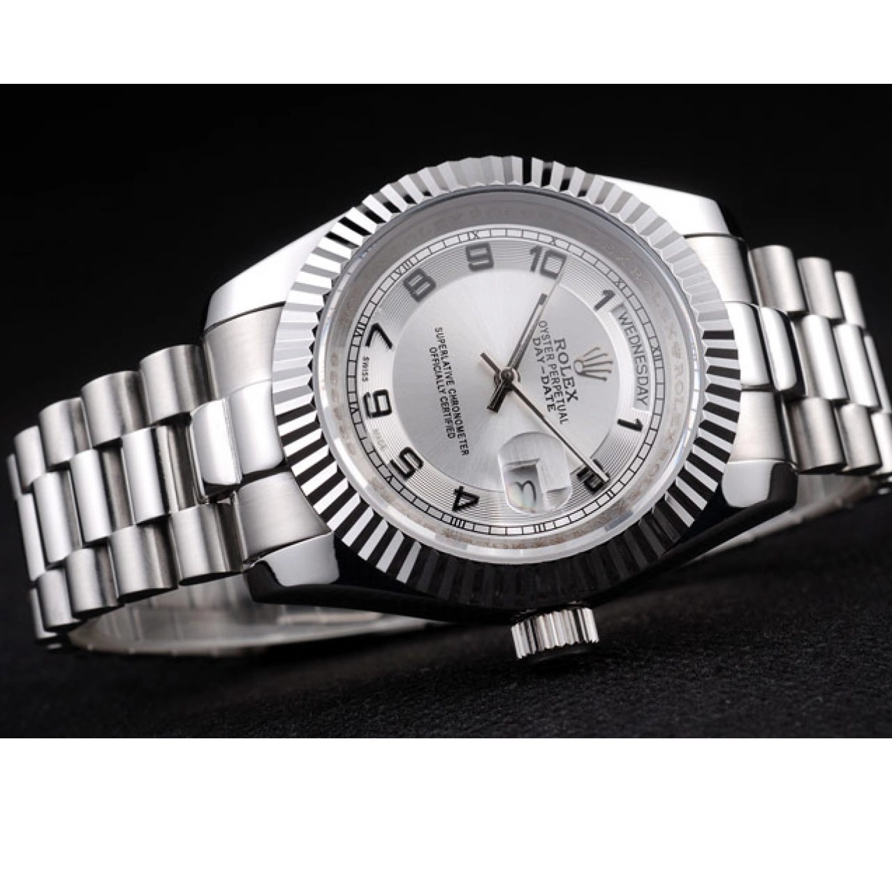 Good copy rolex watches Rolex Day-Date Stainless Dial Polished Steel White 0613